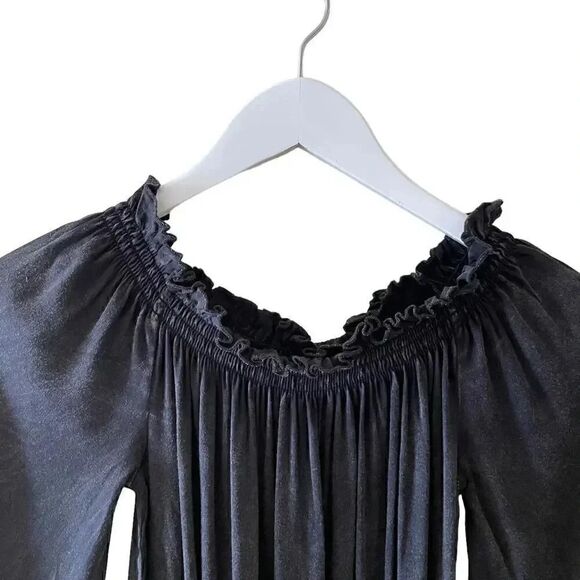 Chaser Black Short Romper Drawstring Elastic Waist Boho Minimalist Dress M - Picture 3 of 10